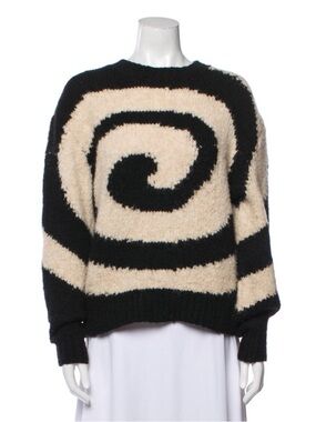 Paloma Wool Black & Cream Spiral Knit Crewneck Sweater